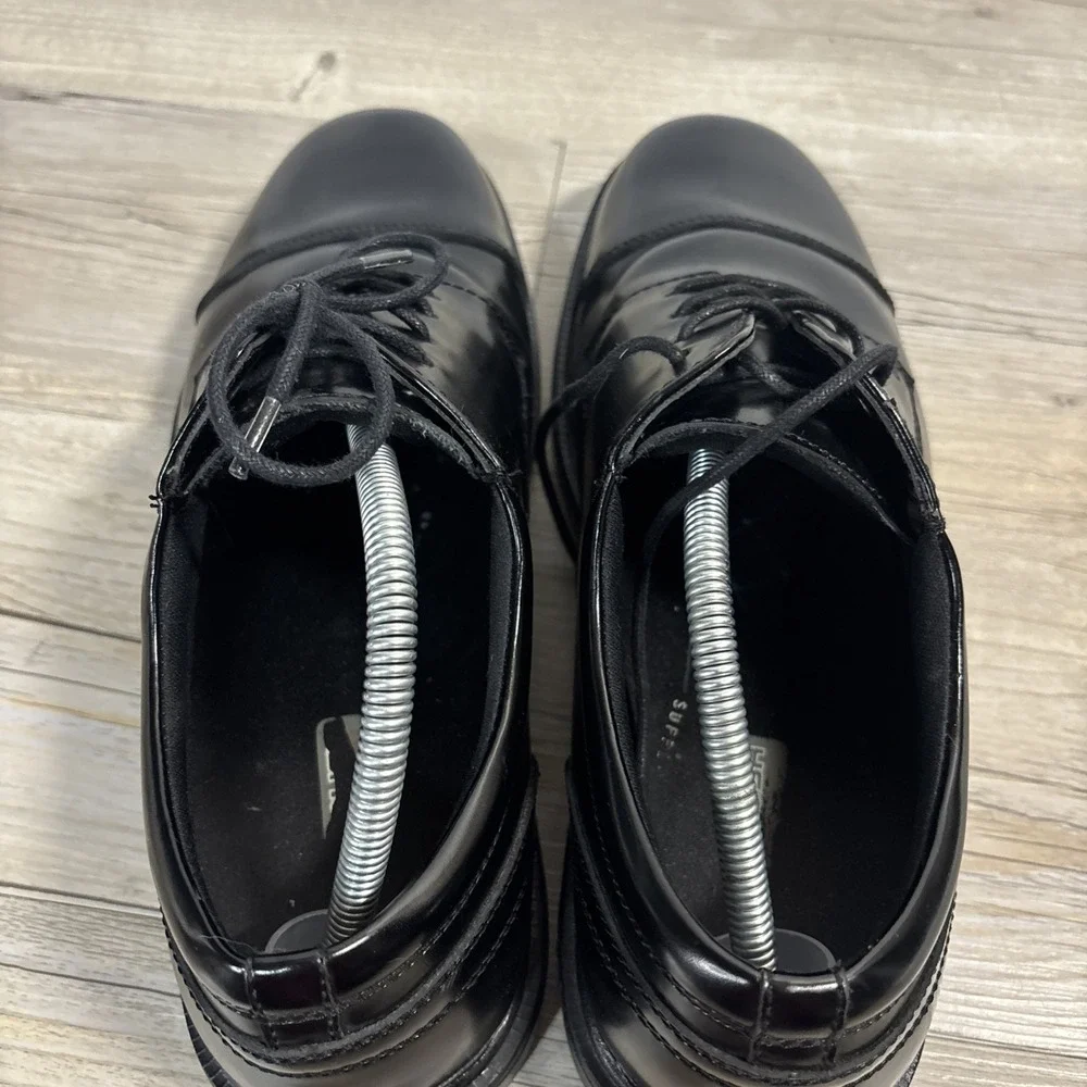 Mens 11.5 Nunn Bush Genuine Leather Kore Pro Cap Toe Oxford Black Slip Resistant